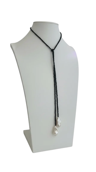 Freshwater Baroque Pearl Lariat - Black