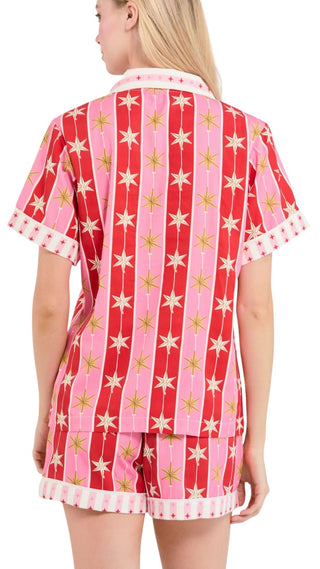Holiday Stars Pajama Shorts Set - Pink