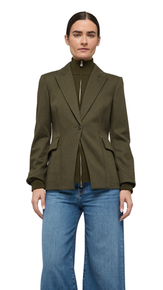 Auden Knit Combo Blazer, Dark Olive