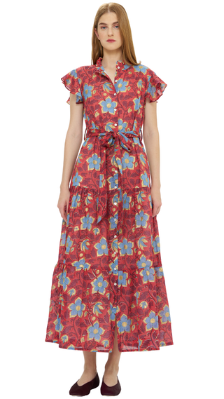 Ruffle Collar Button Maxi - Kildare