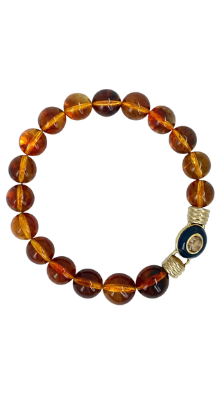 Caroline Tortoise Resin Necklace With Topaz Faceted Stone Clasp