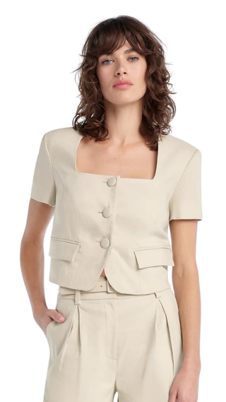 The Mayfair Linen Top - Light Khaki