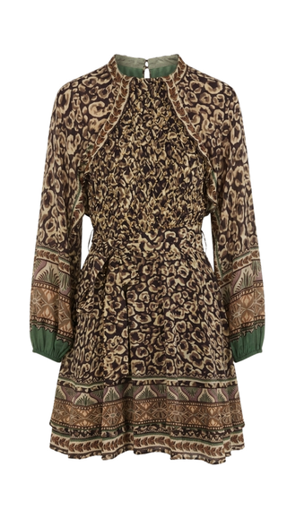 Primitive Leopard Brown Long Sleeves Mini Dress