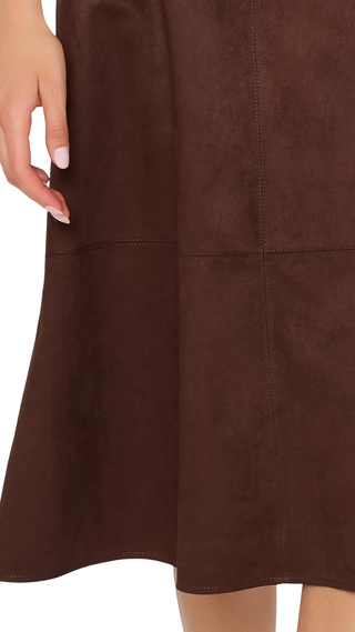 Frankie Suede Belted Midi Dress, Brown