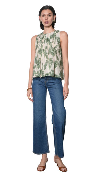 Elaine Sleeveless Pintuck Top - Green