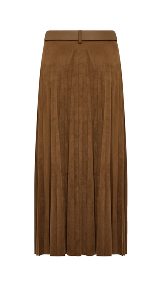 Nayla Pleated Midi Skirt, Brown