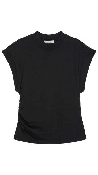 Andrea Side Shirred Top - Jet Black