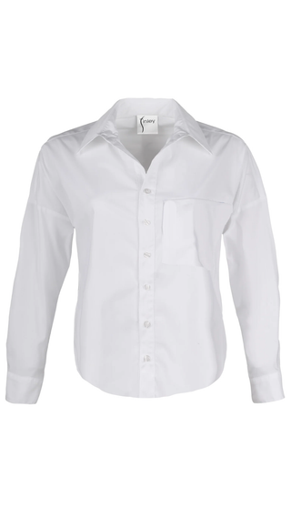 Crop Andie Shirt Solid Silky Poplin, White
