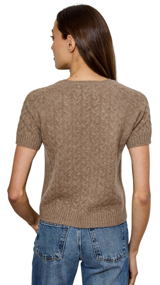 Short Sleeve Cable Sweater, Eco Clunch