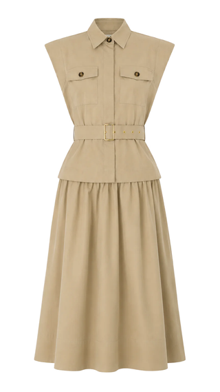 Ashtyn Cotton Long Dress - Khaki