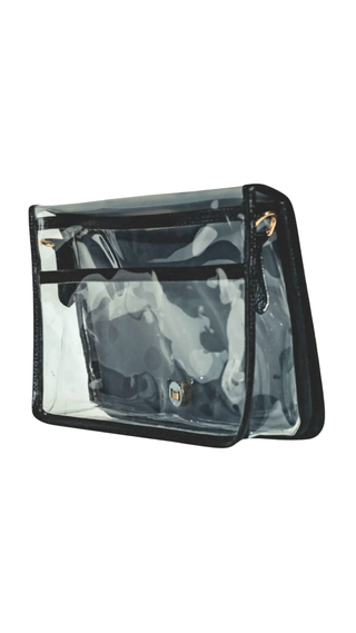 Black Clear Stadium Bag with Gold Bamboo Stick