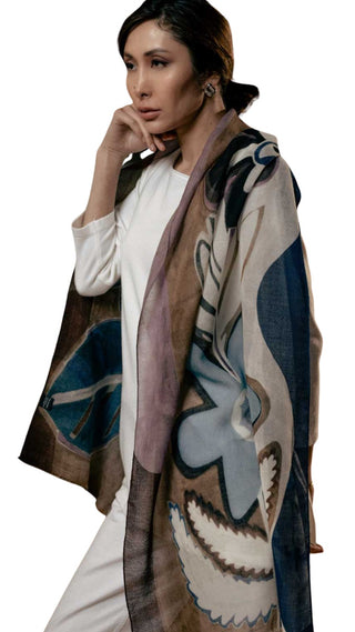 Irene Wool Scarf - Blue and Lavender