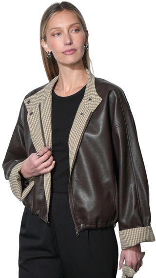 Tania Faux Leather Jacket, Coffee