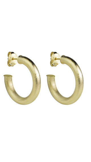Thin Small Chantal Hoops - Brushed 18K Gold Plated