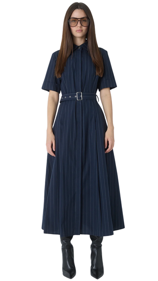 Lindsay Navy Pinstripe Cotton Dress