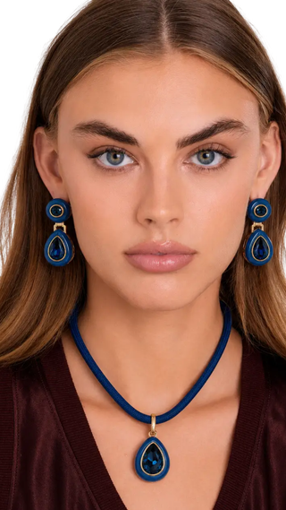 Lena Sapphire Resin And Sapphire Crystal Pear Drop Necklace