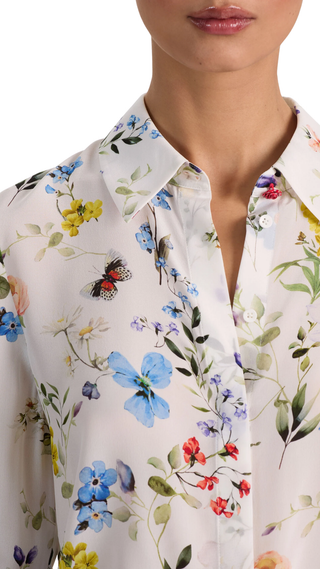 Willa Plkt Top - Twisting Vines Off White