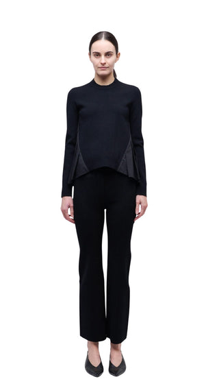 Elanore L/S Pleated Top - Black