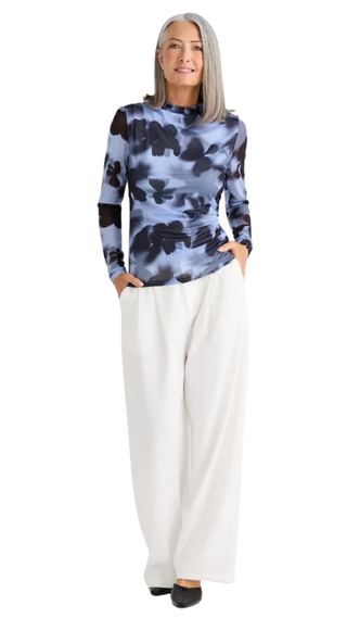 Salem Top - Blue Abstract Floral