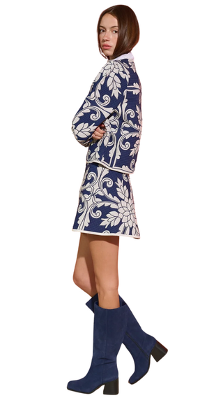 Quilted Henry Jacket - Navy Applique