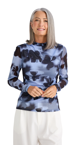 Salem Top - Blue Abstract Floral