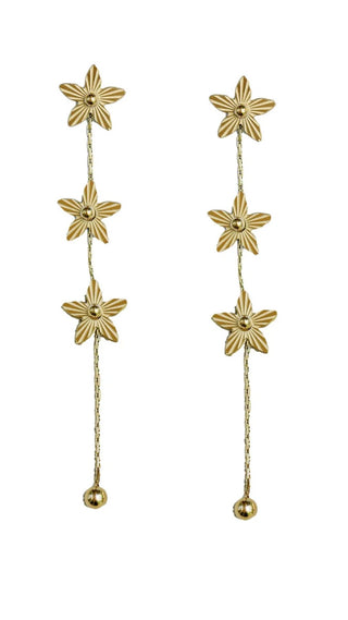 Gold Flower Duster Drop Earrings