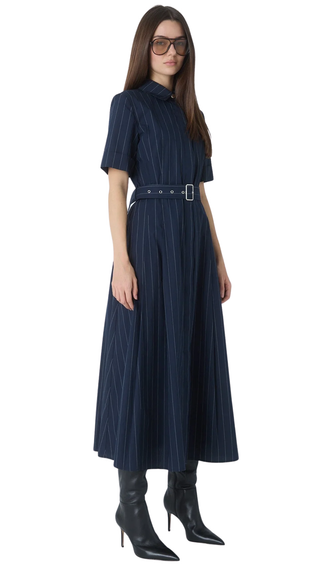 Lindsay Navy Pinstripe Cotton Dress