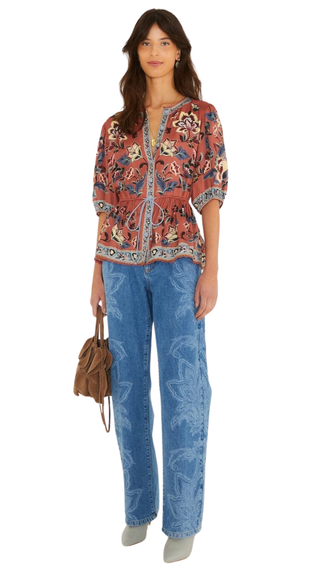 Floral Beauty Tapestry Blouse, Floral Beauty Tapestry Blush Pink