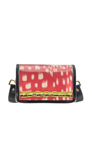 Petite Red Les Touches Clear Stadium Bag with Gold Bamboo Stick