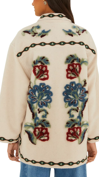 Lunar Boho Cropped Fleece Coat, Cream