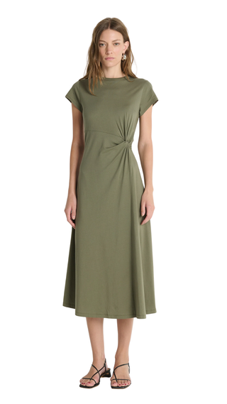 Frida Twist Midi Dress - Olive