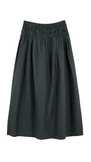 Whitby Smocked Skirt In Black, Black