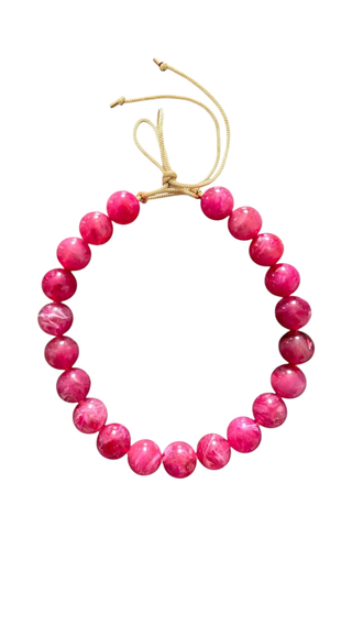 Chunky Beaded Necklace - Marble Fuchsia