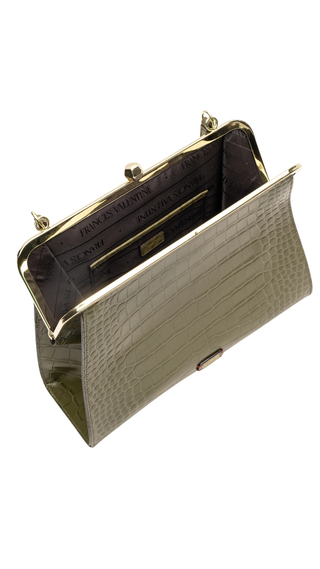 Jackie Frame Bag Croc Embossed Leather - Olive