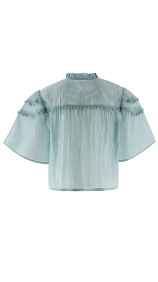 The Hayden Shirt - Sea Glass Ruffle