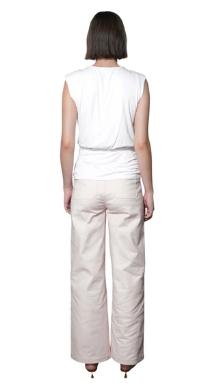 Jennsen Cotton Canvas Wide Leg Pants - Pink Frost