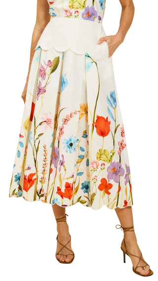 Sonata Scallop Midi Skirt - Garden Muse