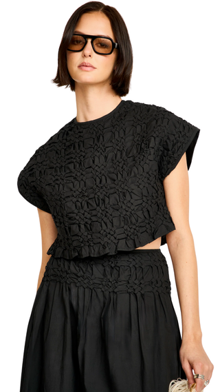 Bonn Smocked Top In Black, Black