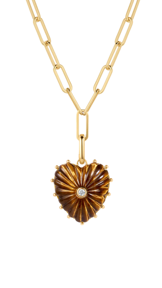 Malene Tiger’S Eye Heart Clip Necklace