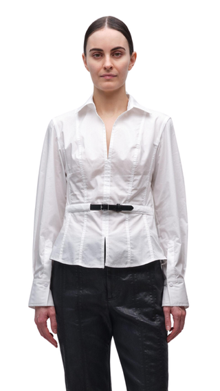 Loriel Belted Shirt, White