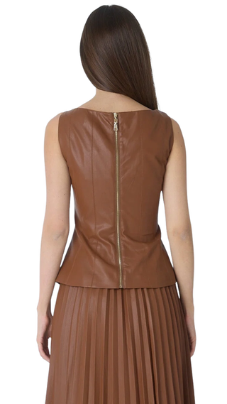 Enzo Faux Leather Top - Rust