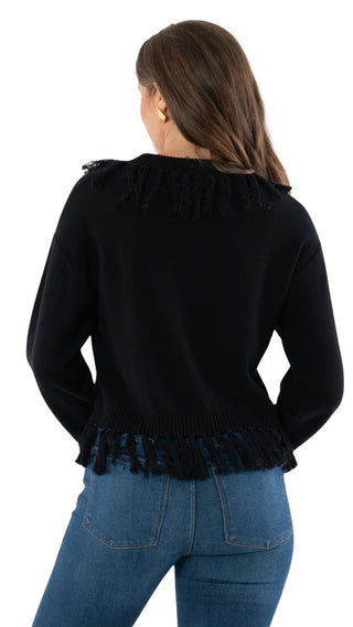 Sienna Sweater - Fringe - Black