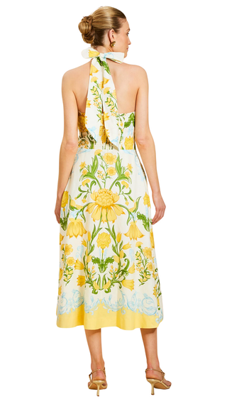 Copacabana Halter Midi Dress, Lemon Verbena