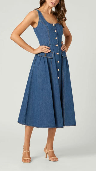 Belle Dress - Washed Denim