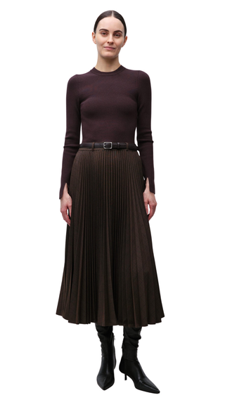 Trista L/S Midi Dress, Dark Chocolate Multi