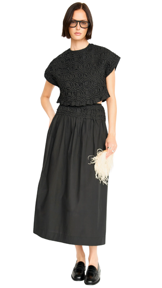 Bonn Smocked Top In Black, Black