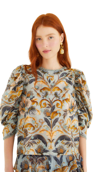 Snake Garden Blue 3D Blouse - Blue
