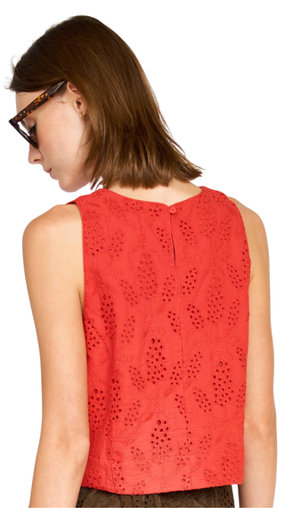 Santanyi Tank In Chili Hyacinth Eyelet