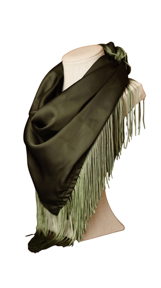 Solid Fringe Scarf - Olive Green