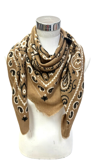 Large Woolen Square Bandana - Caramel